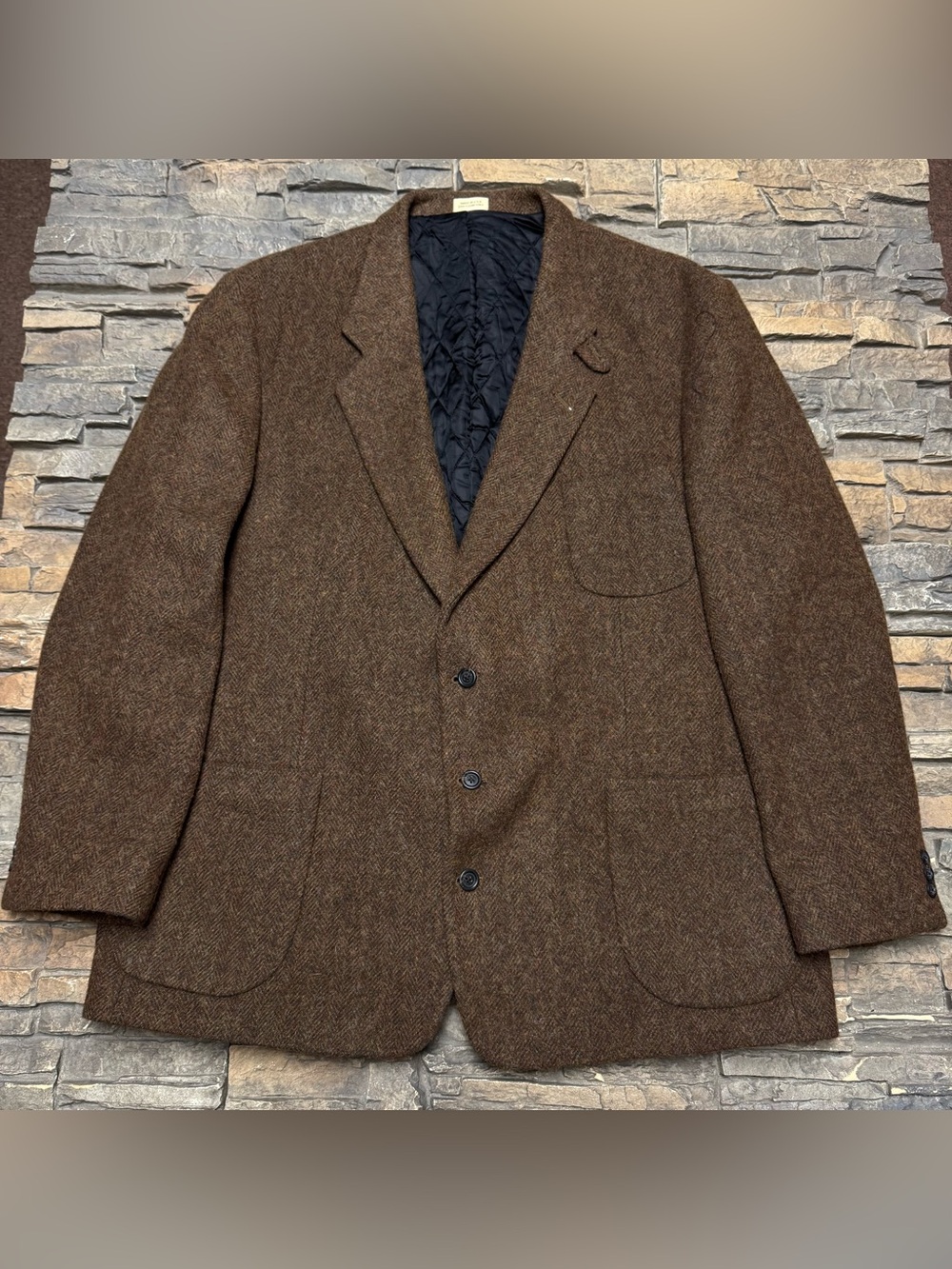 Vintage LL Bean Wool Tweed Sport Coat Jacket Blazer Men 50 Tall Thinsulate Brown